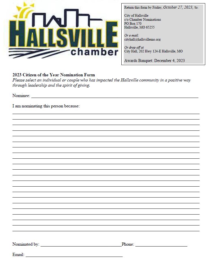 Citizen of the Year Nomination Form